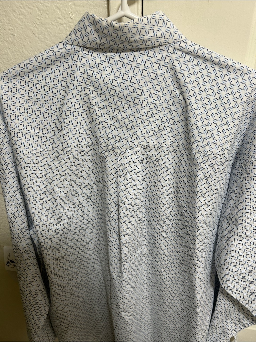 Wrangler White Shirt with Blue Micro Geometric Print